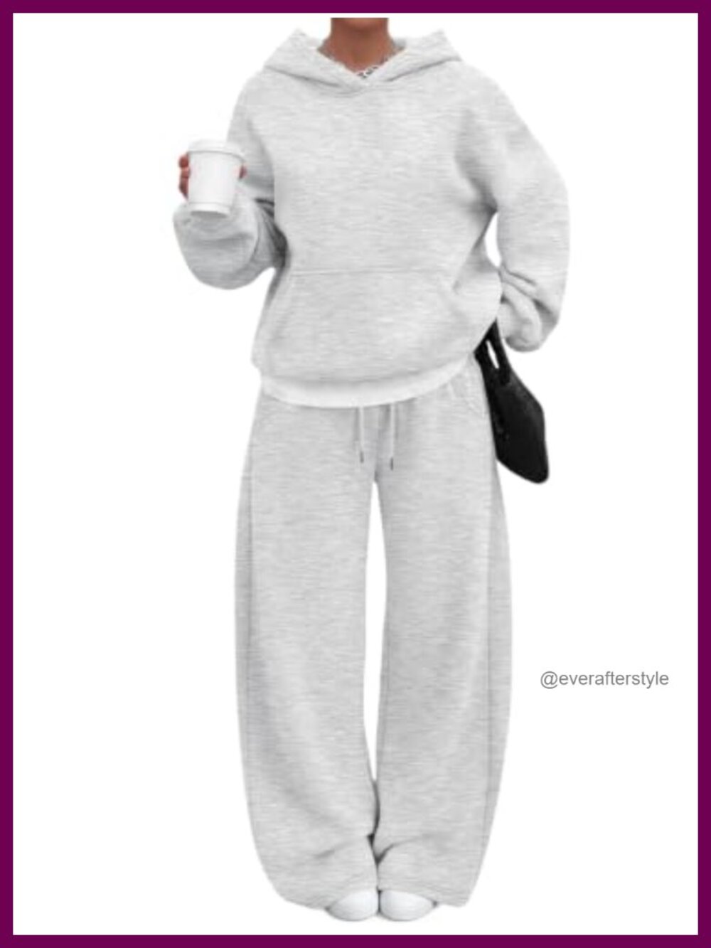 Women's Fleece 2 Piece Sweatsuit Set Oversized Hoodie Barrel Leg Sweatpants